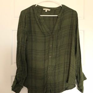 calvin klein jeans plaid v neck button up
